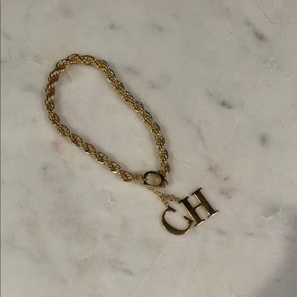 Carolina Herrera Gold Bracelet With Ch Charm